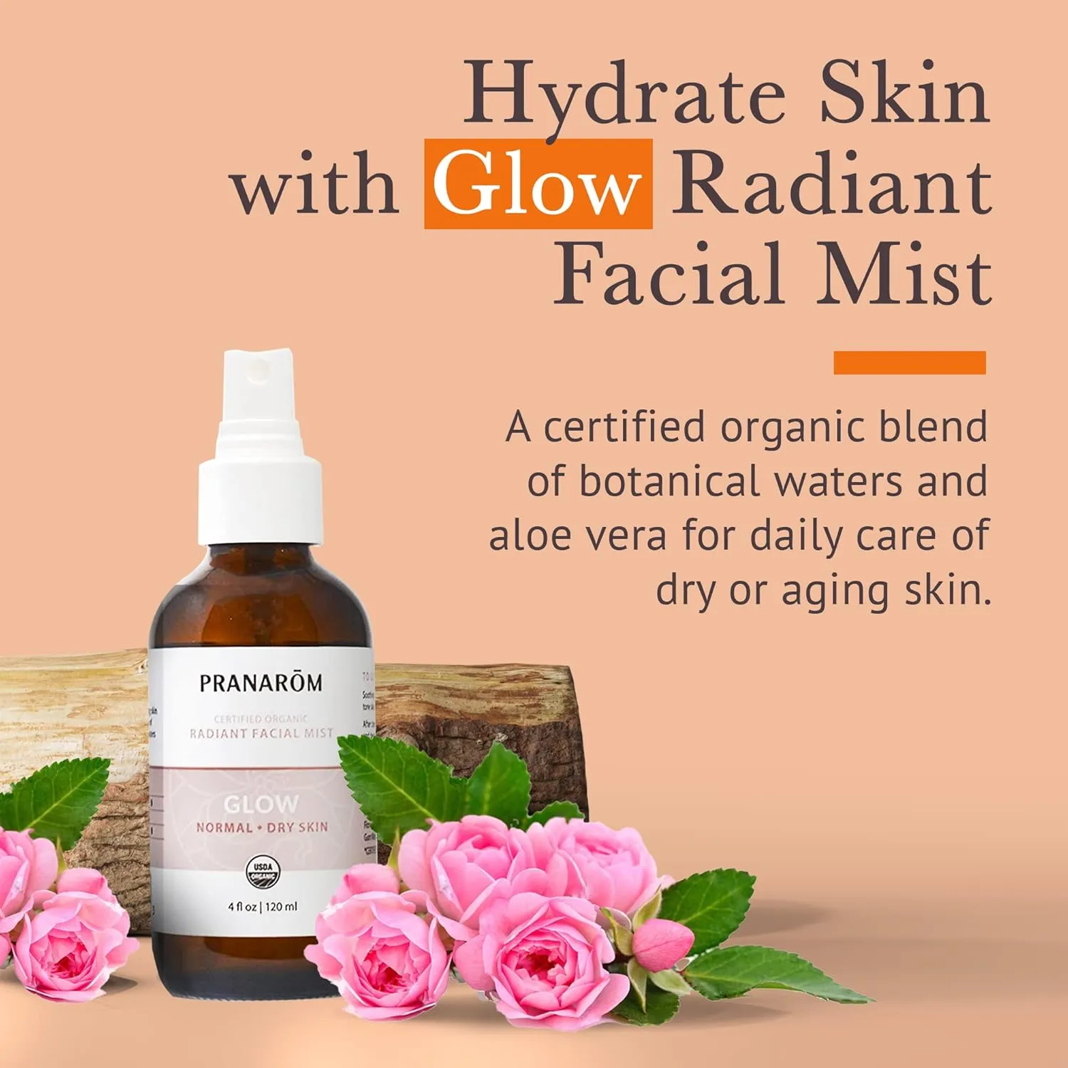Facial Mist (4oz / 120ml) - 100% Pure & Natural Essential Oil Facial Mist for Dry Skin Hydration & Toning (Glow (Dry Skin))