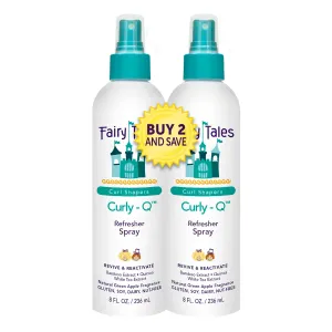 Fairy Tales Curly-Q Curl Refresher for Kids' Hair - Lightweight Spray to Define Curls, Add Bounce and Reduce Frizz - 8oz (Pack of 2)