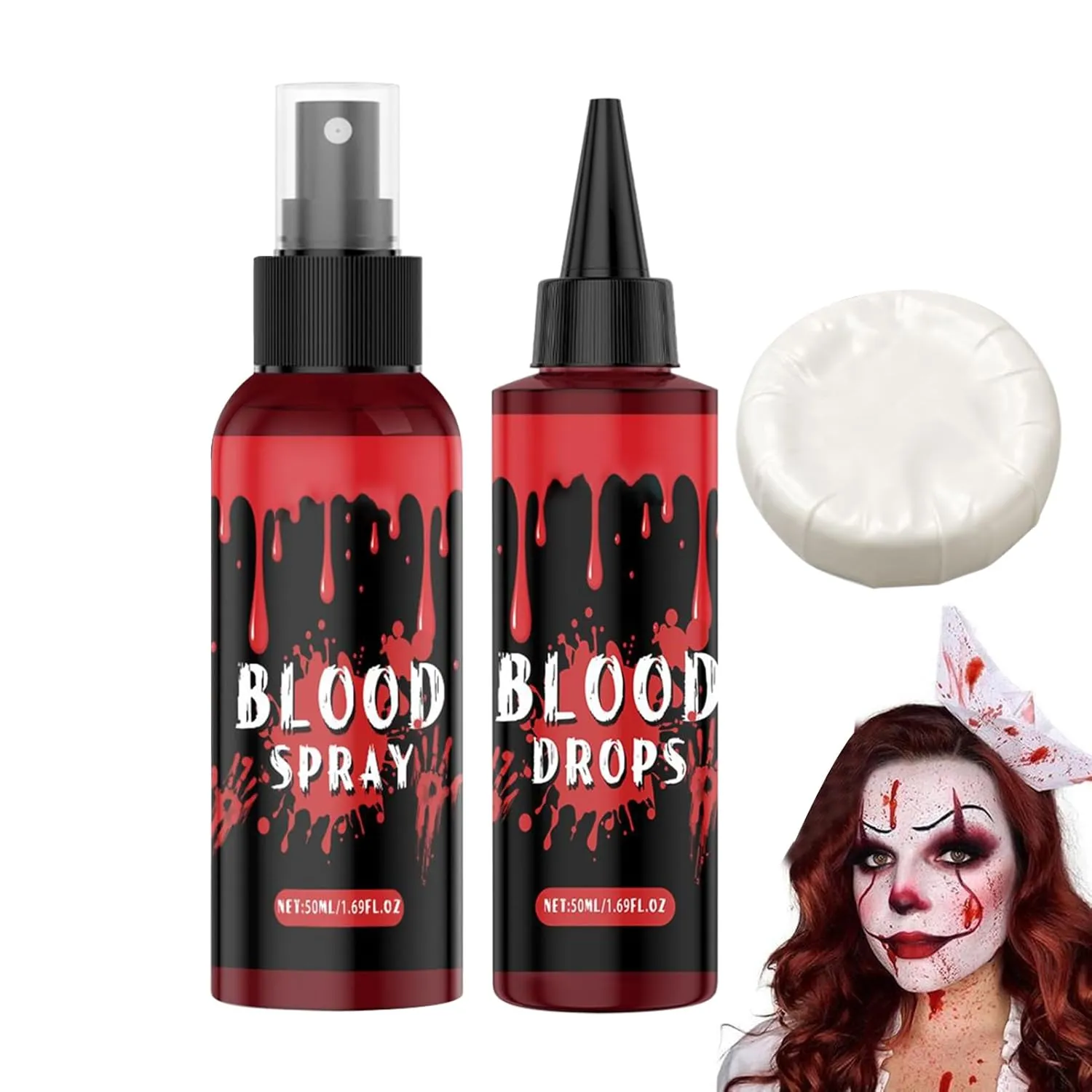 Fake Blood - Cut Flesh Wound Makeup | Face Paint Spray Drops Cleaning Soap for Women Men Vampire Zombie Cosplay Dress up Masquerade Props