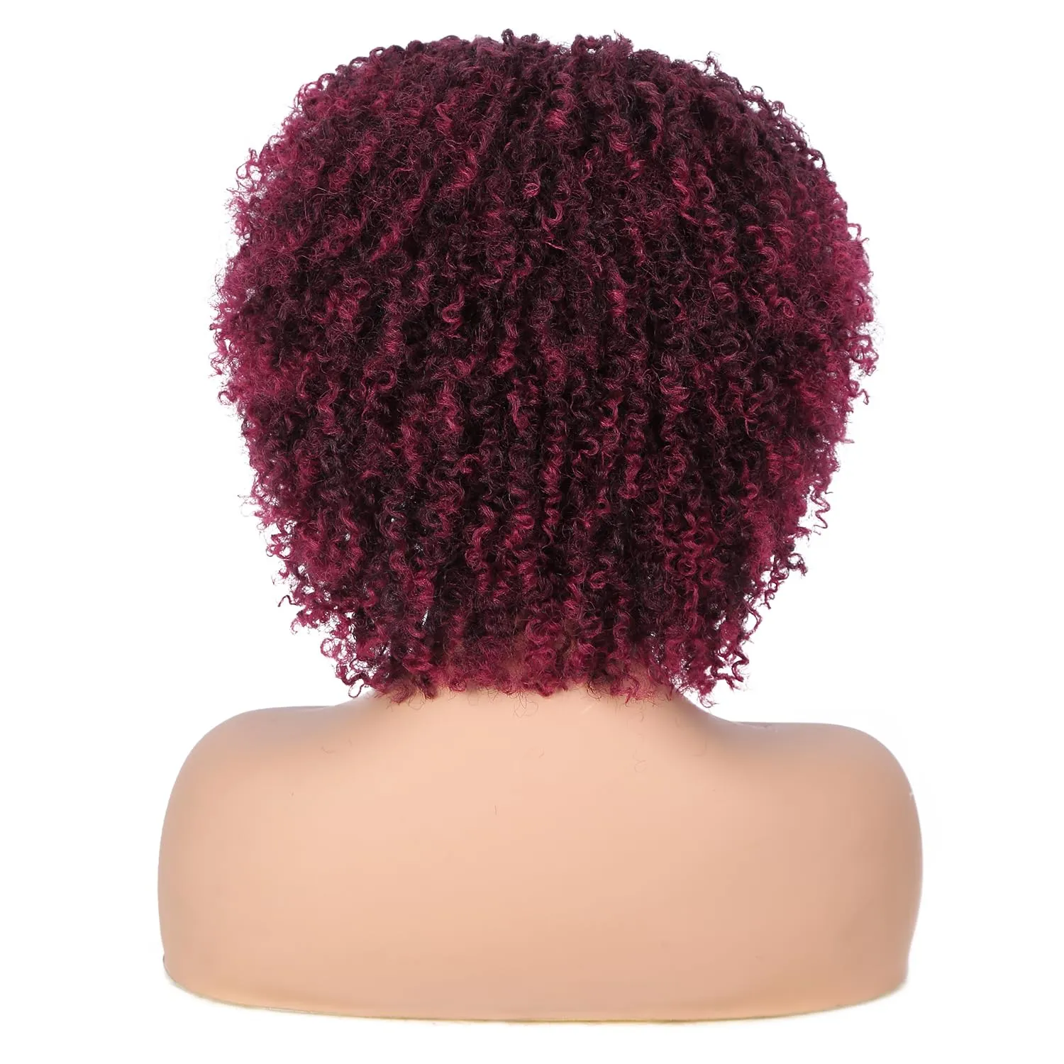Fancy Hair Short Kinky Curly Wigs Ombre Burgundy Side Part Afro Wigs for Black Women Synthetic Yanky Twist Out Wig Natural Hairstyle for Daily Use (99J)
