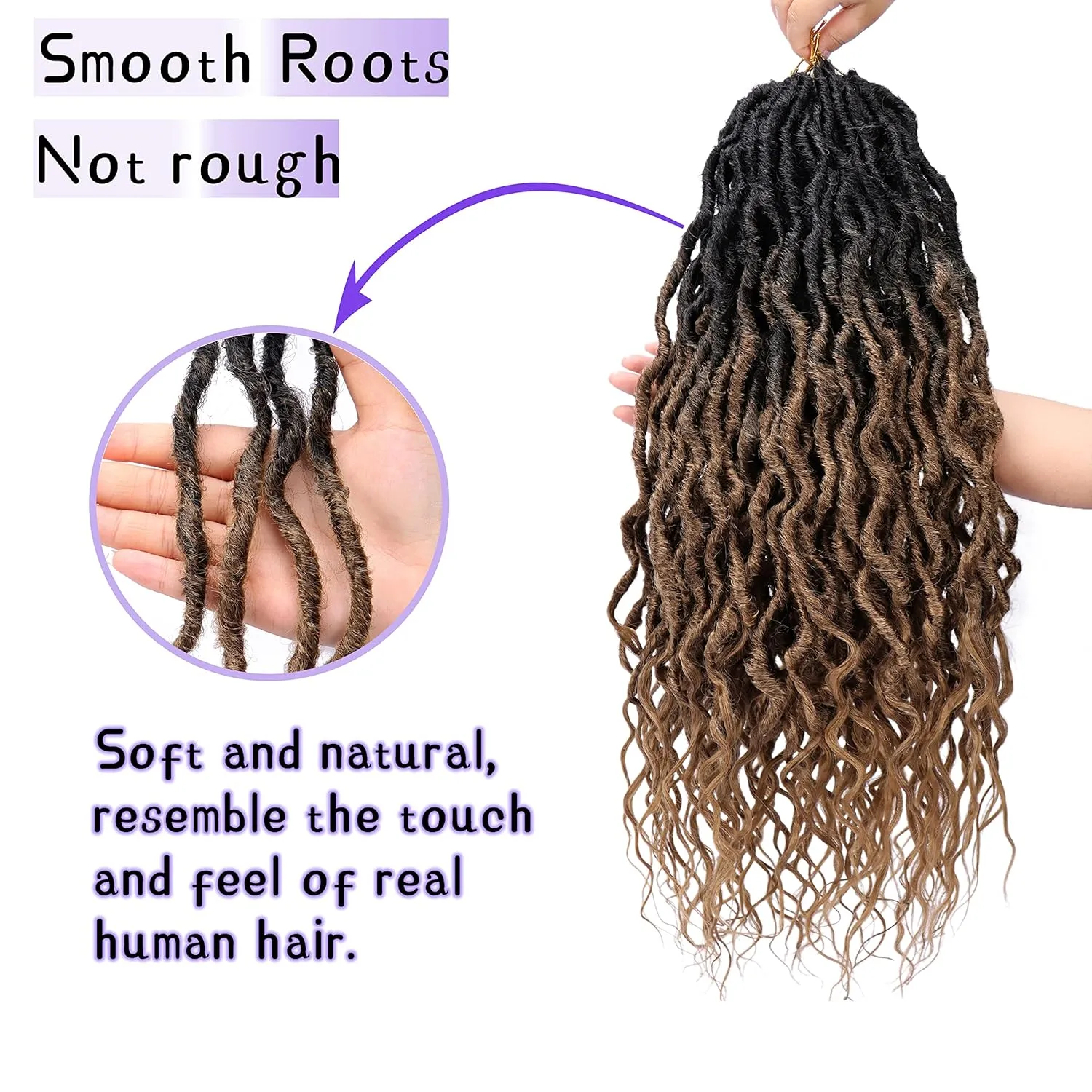 Faux Locs Crochet Hair 12 Inch 6 Packs Goddess Locs Crochet Hair for Women Soft Locs Pre Looped Crochet Braids with Wavy Curly Ends Queen Locs Synthetic Braids Extensions (OT30#)