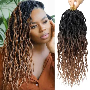 Faux Locs Crochet Hair 12 Inch 6 Packs Goddess Locs Crochet Hair for Women Soft Locs Pre Looped Crochet Braids with Wavy Curly Ends Queen Locs Synthetic Braids Extensions (OT30#)