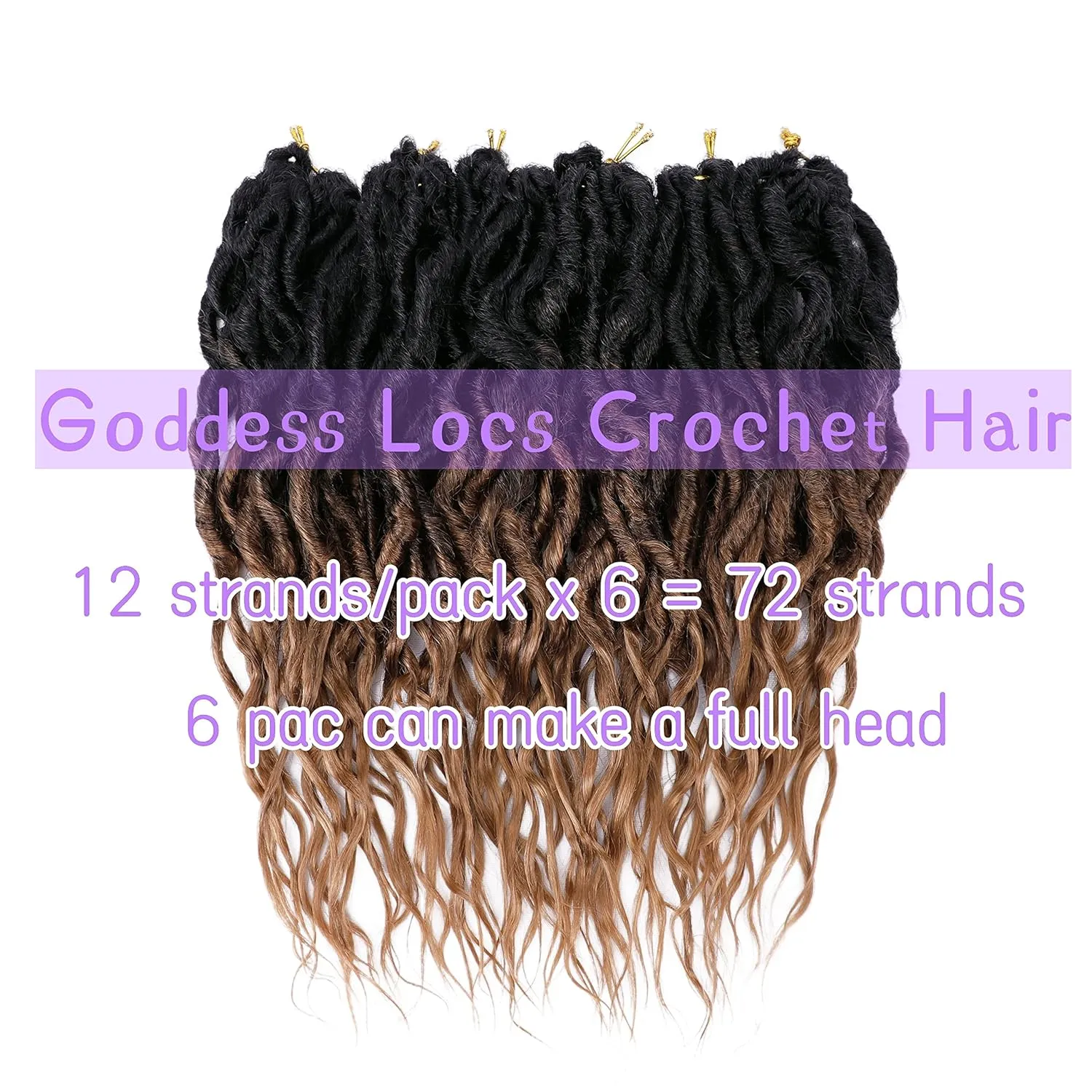 Faux Locs Crochet Hair 12 Inch 6 Packs Goddess Locs Crochet Hair for Women Soft Locs Pre Looped Crochet Braids with Wavy Curly Ends Queen Locs Synthetic Braids Extensions (OT30#)