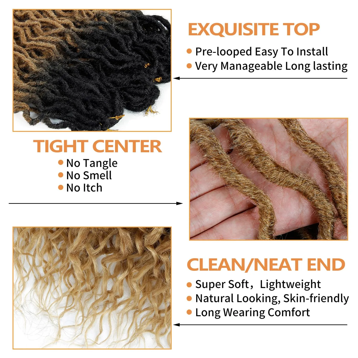 Faux Locs Crochet Hair For Women Soft Locs 18 Inch Goddess Crochet Hair Curly Ends Dreadlocks Boho Style Synthetic Braiding Hair Extensions