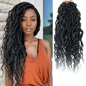Faux Locs Crochet Hair For Women Soft Locs 18 Inch Goddess Crochet Hair Curly Ends Dreadlocks Boho Style Synthetic Braiding Hair Extensions