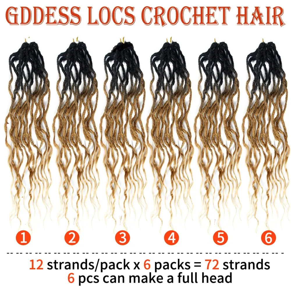 Faux Locs Crochet Hair For Women Soft Locs 18 Inch Goddess Crochet Hair Curly Ends Dreadlocks Boho Style Synthetic Braiding Hair Extensions