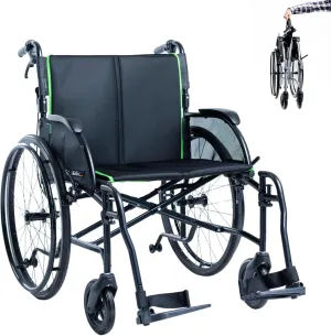 FeatherMobility - Gray Lightweight HD Wheelchair 15 lbs - with Swingaway Legrests, Anti-tippers, and Quick Release Wheels - 350 lb Capacity