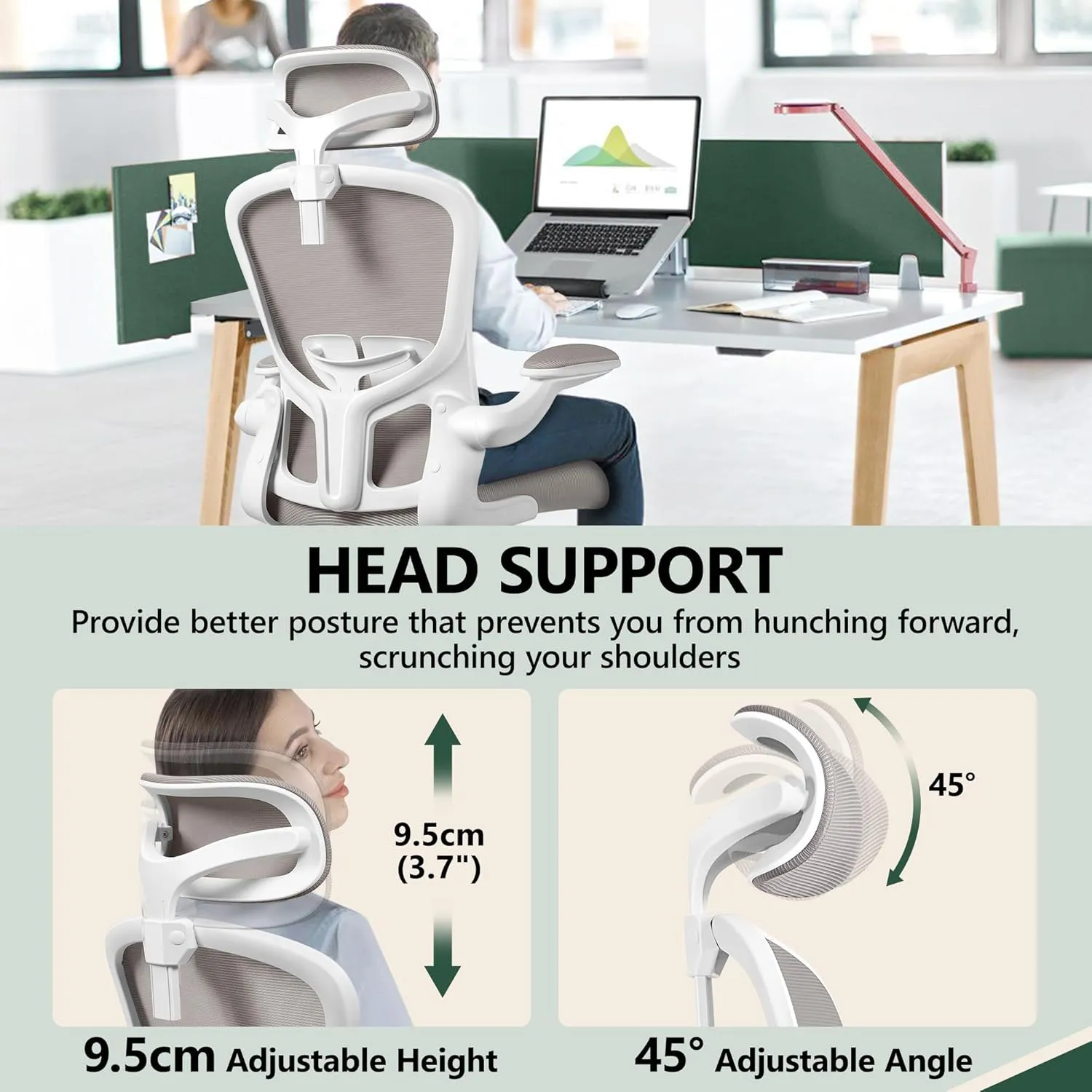 FelixKing Ergonomic Office Chair, Headrest Desk Chair with Adjustable Lumbar Support, Home Office Swivel Task Chair with High Back and Armrest, Adjustable Height Gaming Chair (Gray)