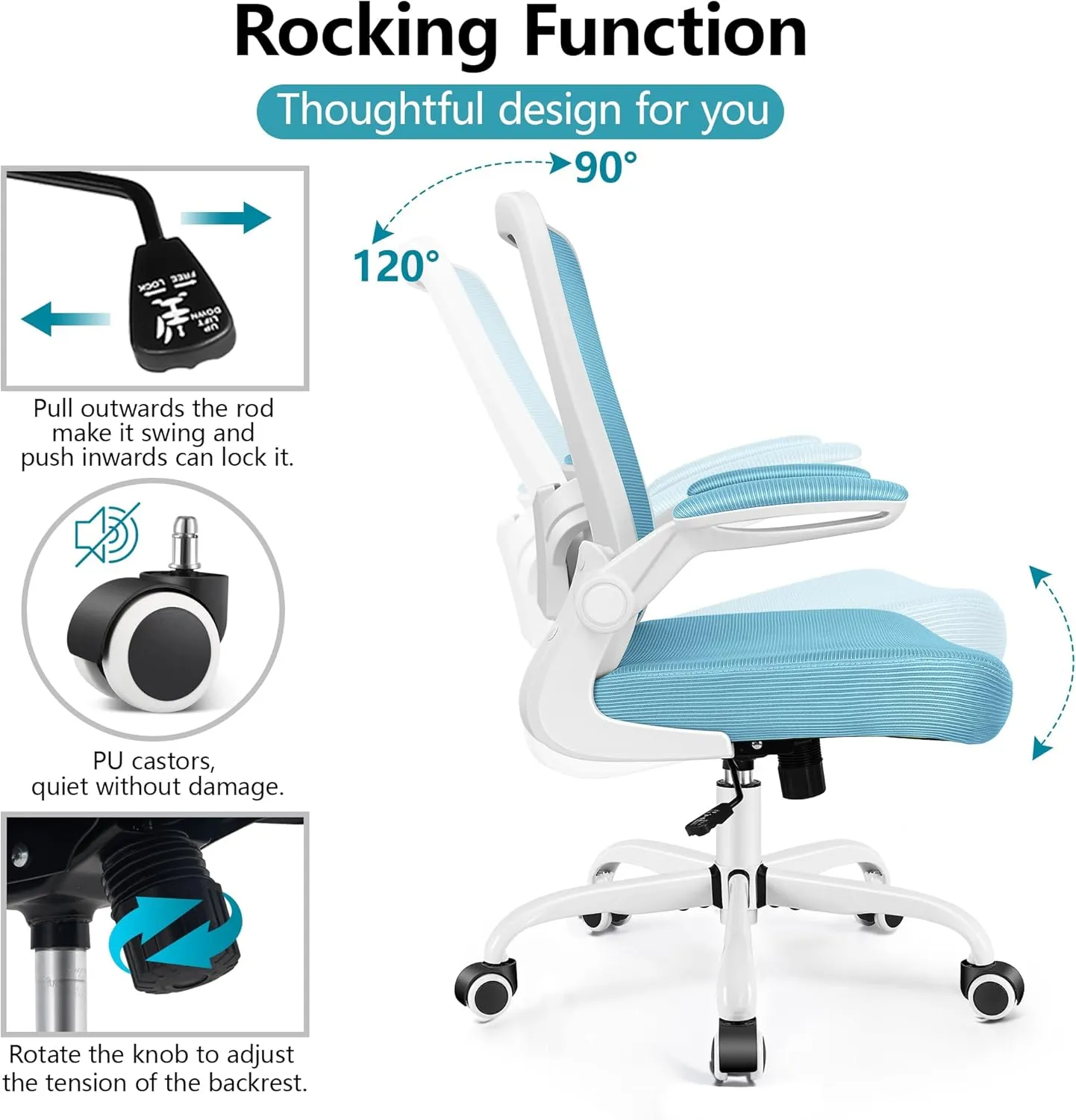 FelixKing Office Chair, Ergonomic Desk Chair Breathable Mesh Chair with Adjustable High Back Lumbar Support Flip-up Armrests, Executive Rolling Swivel Comfy Task Computer Chair for Home Office