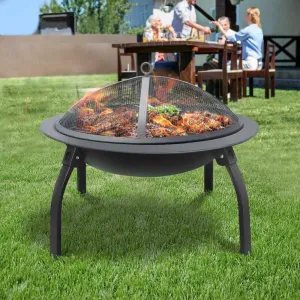 Fire Pit BBQ Charcoal Grill Smoker Portable Outdoor Camping Garden Pits 30"