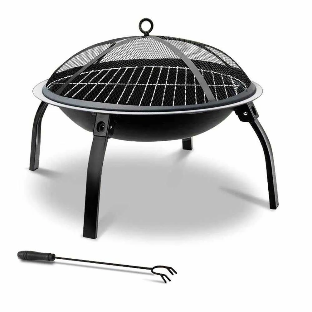 Fire Pit BBQ Charcoal Grill Smoker Portable Outdoor Camping Garden Pits 30"