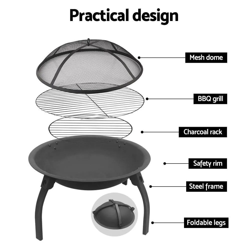 Fire Pit BBQ Charcoal Grill Smoker Portable Outdoor Camping Garden