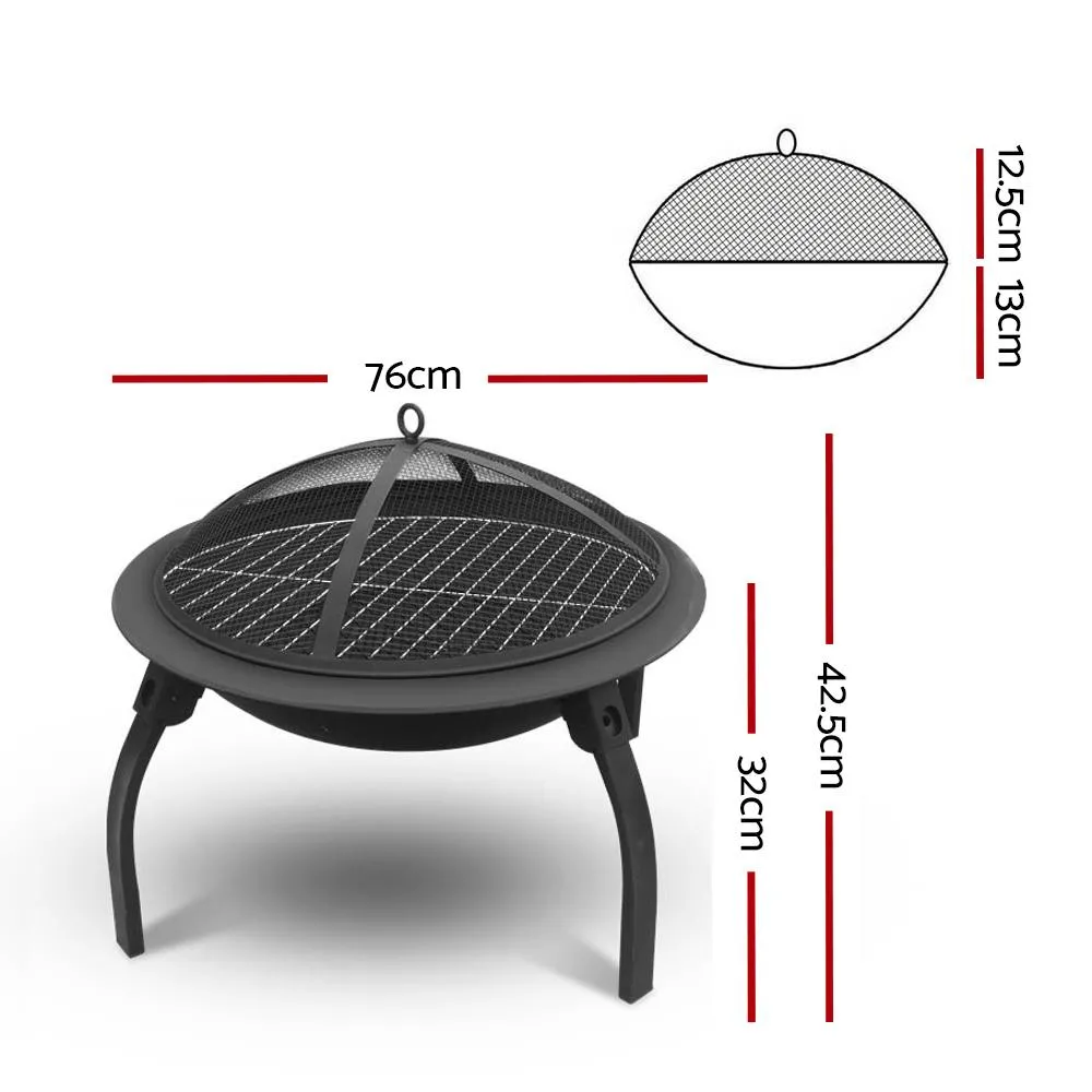 Fire Pit BBQ Charcoal Grill Smoker Portable Outdoor Camping Garden