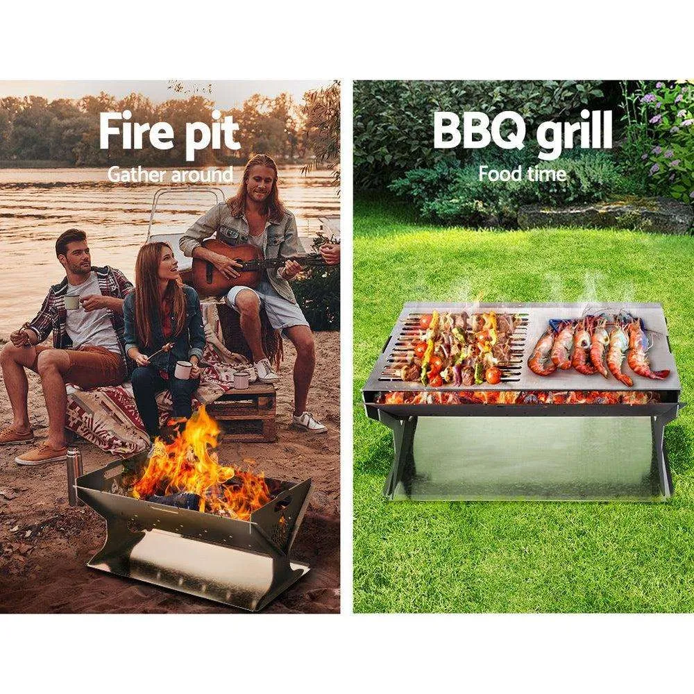 Fire Pit BBQ Outdoor Camping Portable Patio Heater Folding Packed Steel