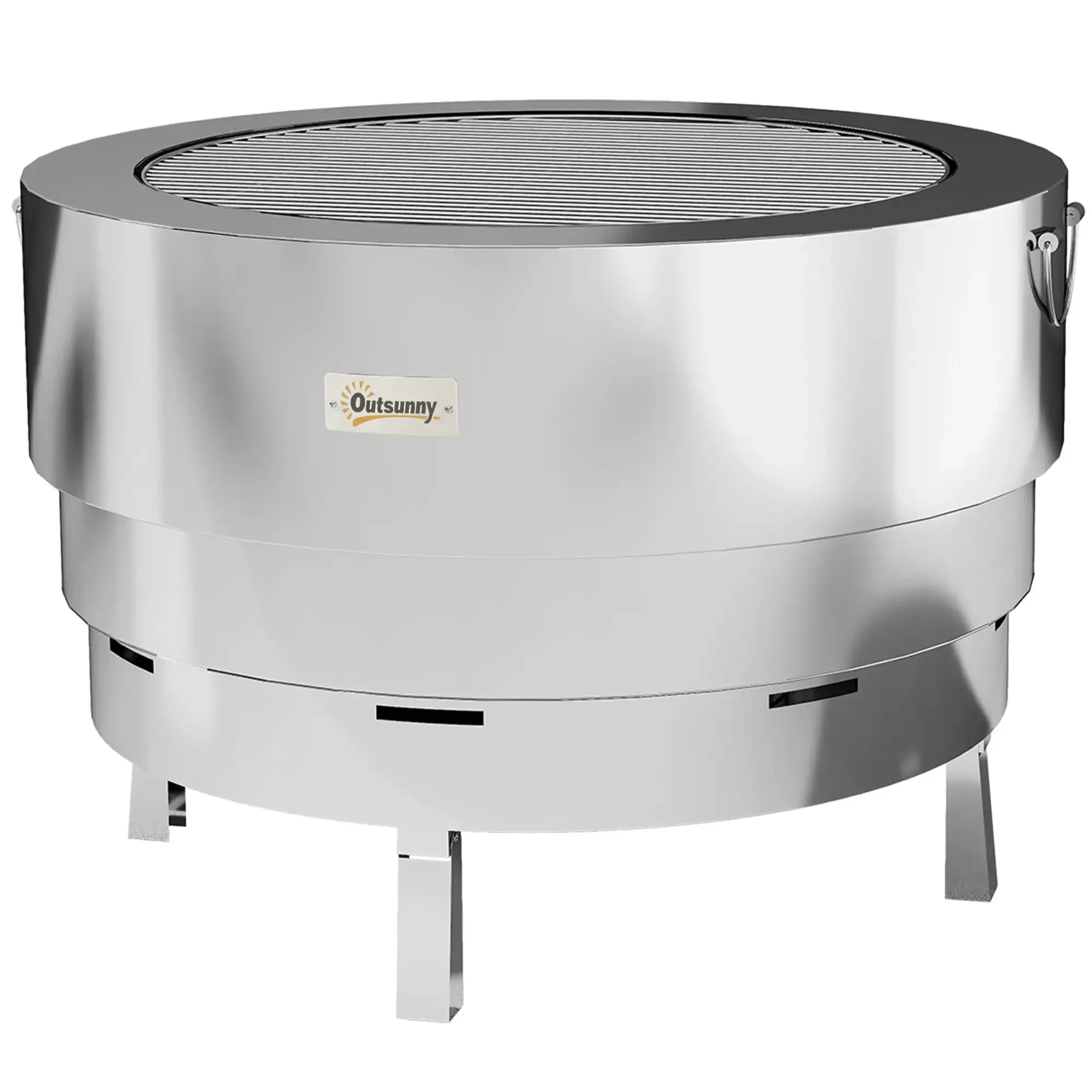 Fire - Wood-burning Silver Fast international shipping Pit Best deal Poker Stainless Steel With Outsunny