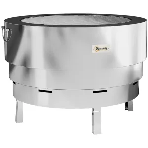 Fire - Wood-burning Silver Fast international shipping Pit Best deal Poker Stainless Steel With Outsunny