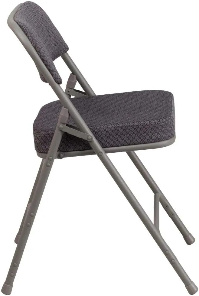 Flash Furniture 2 Pack HERCULES Series Premium Curved Triple Braced & Double Hinged Gray Fabric Metal Folding Chair