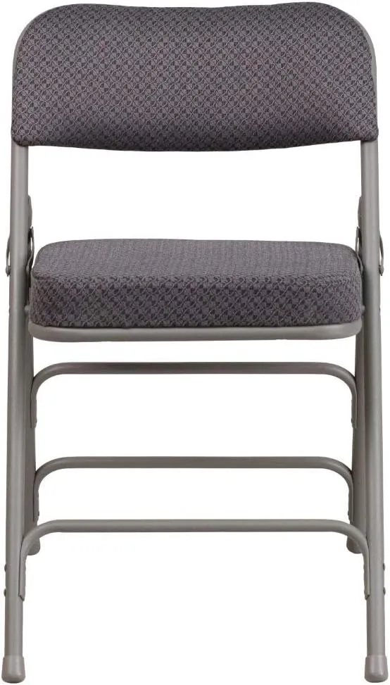 Flash Furniture 2 Pack HERCULES Series Premium Curved Triple Braced & Double Hinged Gray Fabric Metal Folding Chair