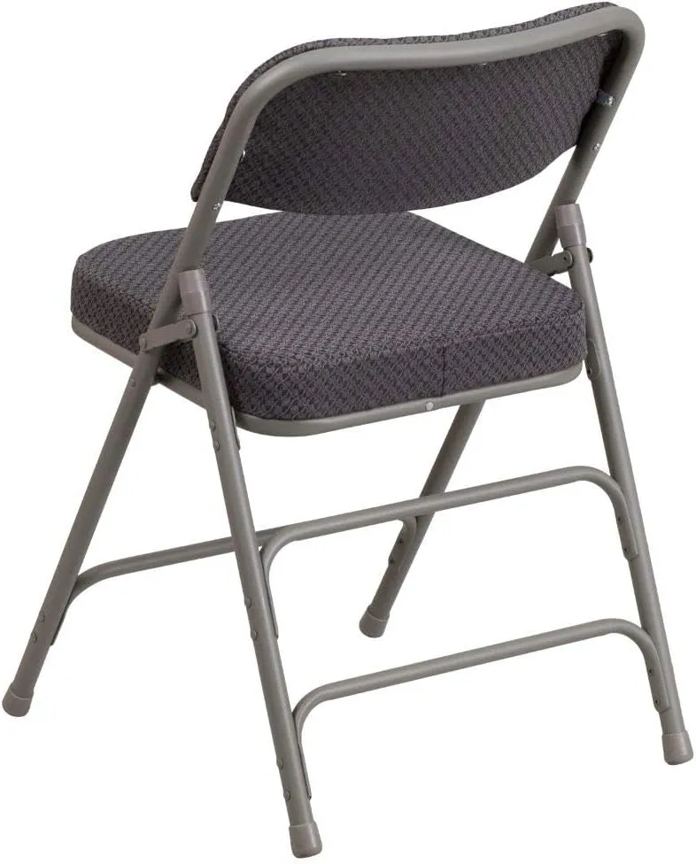 Flash Furniture 2 Pack HERCULES Series Premium Curved Triple Braced & Double Hinged Gray Fabric Metal Folding Chair