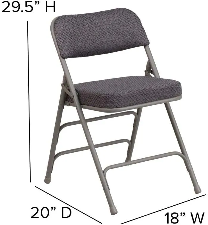 Flash Furniture 2 Pack HERCULES Series Premium Curved Triple Braced & Double Hinged Gray Fabric Metal Folding Chair