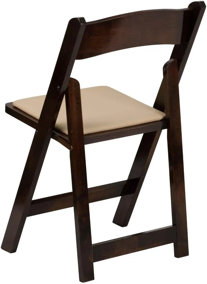 Flash Furniture 4 Pack HERCULES Series Fruitwood Wood Folding Chair with Vinyl Padded Seat