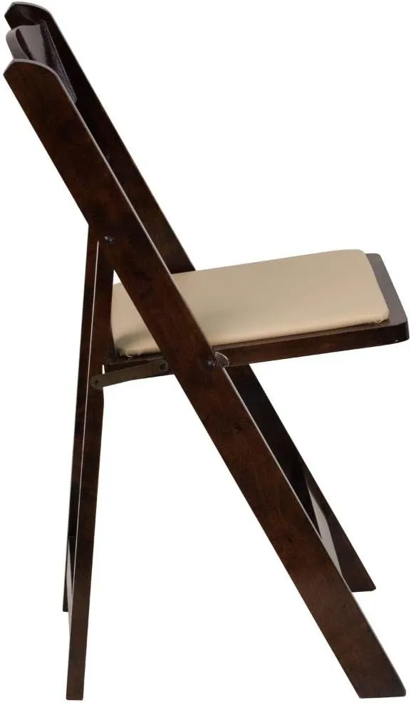 Flash Furniture 4 Pack HERCULES Series Fruitwood Wood Folding Chair with Vinyl Padded Seat