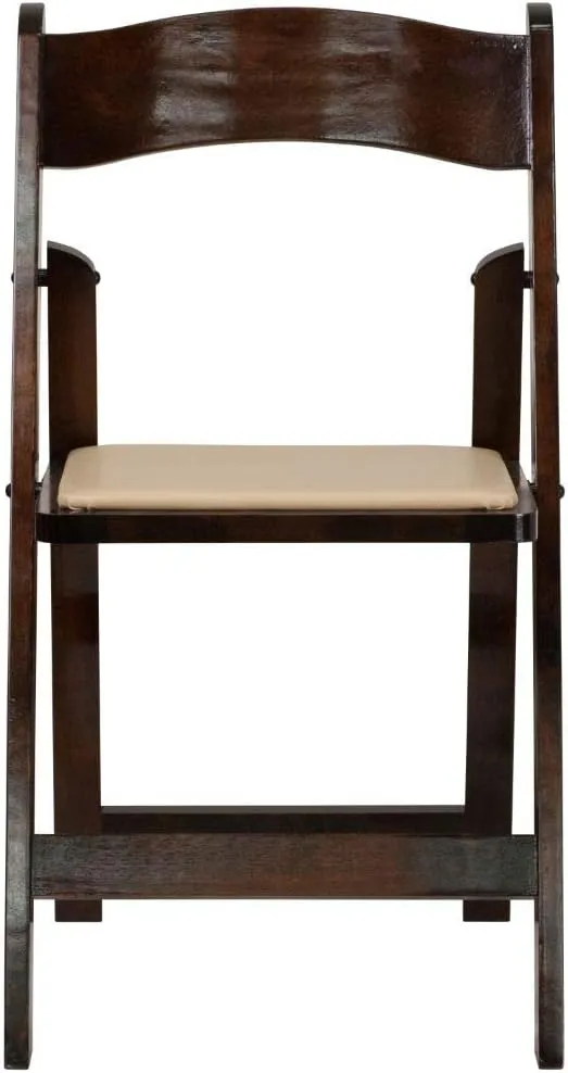 Flash Furniture 4 Pack HERCULES Series Fruitwood Wood Folding Chair with Vinyl Padded Seat