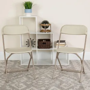 Flash Furniture Hercules Series Plastic Folding Chair - Beige - 4 Pack 650LB Weight Capacity Comfortable Event Chair-Lightweight Folding Chair