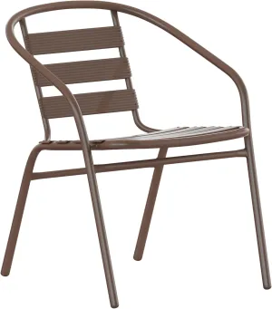 Flash Furniture Lila Bronze Metal Restaurant Stack Chair with Metal Slats