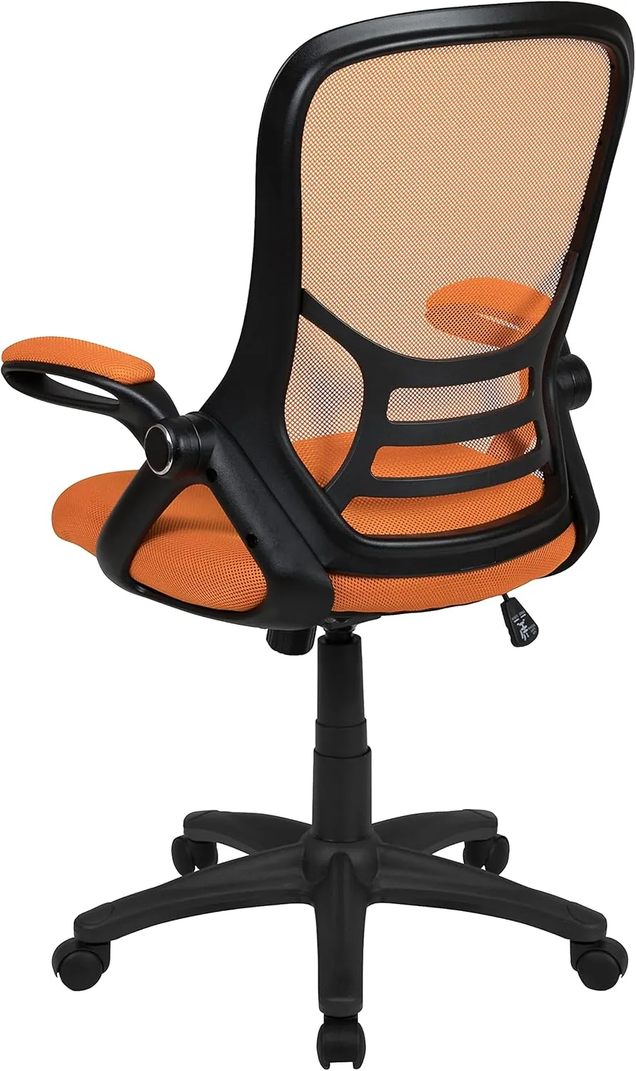 Flash Furniture Porter Mesh High Back Ergonomic Swivel Office Chair with Lumbar Support, Flip-Up Arms, Tilt Lock/Tilt Tension, Height Adjustable, Black/Black Frame