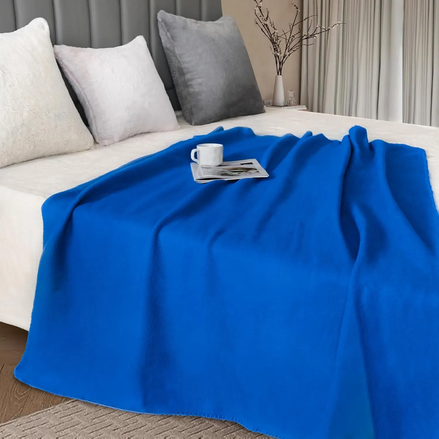 Fleece Throw Blankets Lightweight Warm Soft Cozy Pet-Friendly Bulk Fleece Throw Blanket Kids Solid for Home Bed, Sofa,Office, Gifts (Pack of 6-50 x 60 inch,Aque Blue)