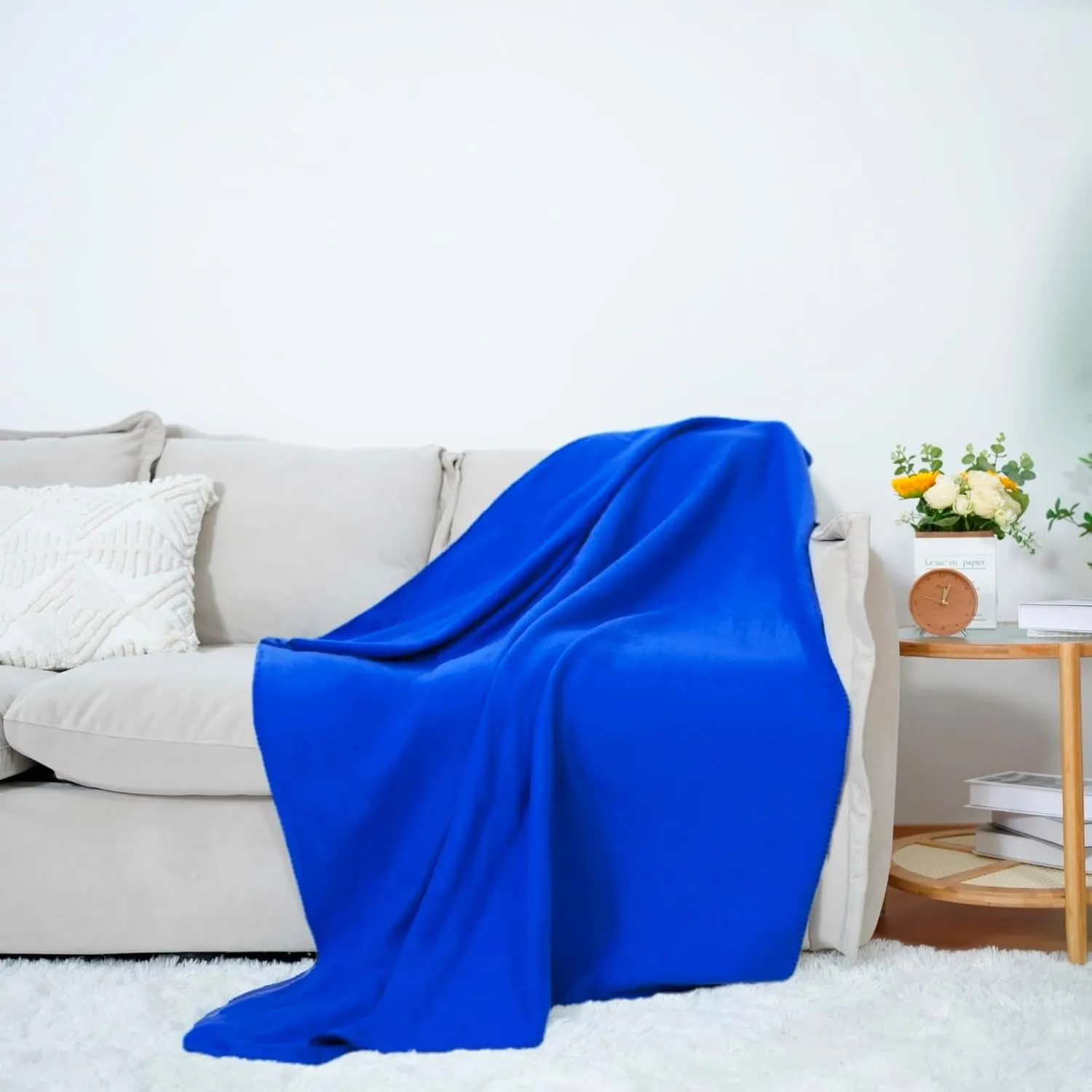 Fleece Throw Blankets Lightweight Warm Soft Cozy Pet-Friendly Bulk Fleece Throw Blanket Kids Solid for Home Bed, Sofa,Office, Gifts (Pack of 6-50 x 60 inch,Aque Blue)
