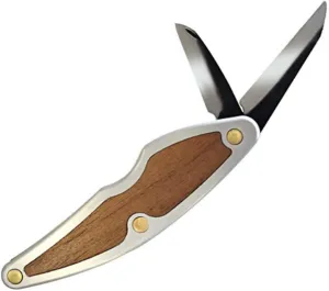 FLEXCUT Whittlin' Jack | Ultimate Portable Pocket Knife for Wood Carving | 1-1/2" Detail Blade & 2" Roughing Blade | Razor-Sharp 1095 High Carbon Steel | Walnut Inlay Handle | Made in the USA | JKN88