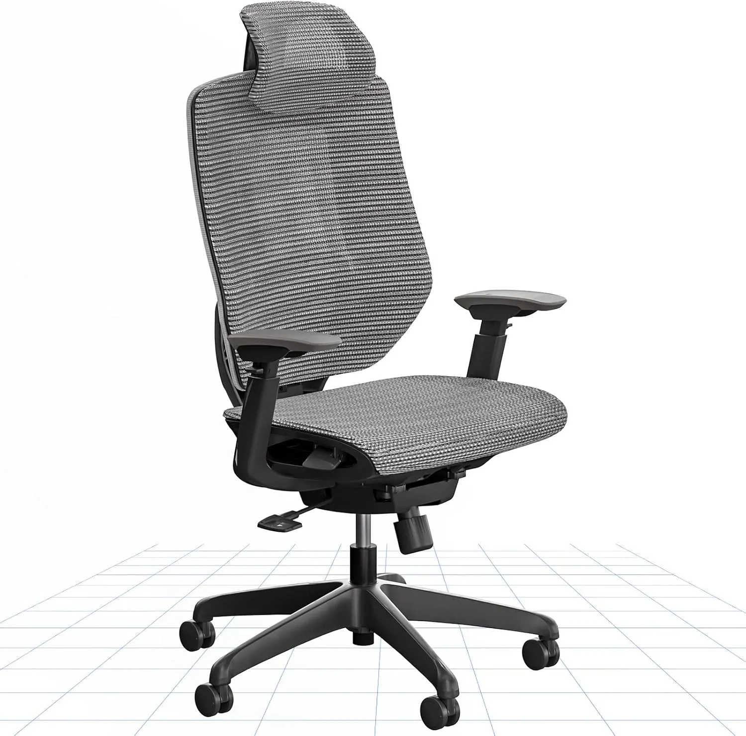 FLEXISPOT Upgraded OC6 Big and Tall Office Chair Heavy Duty,4D Armrest Mesh Ergonomic Home Office Chair with High Back,Lumbar Support,Tilt Function,and 360°Swivel Wheels(Light Grey)