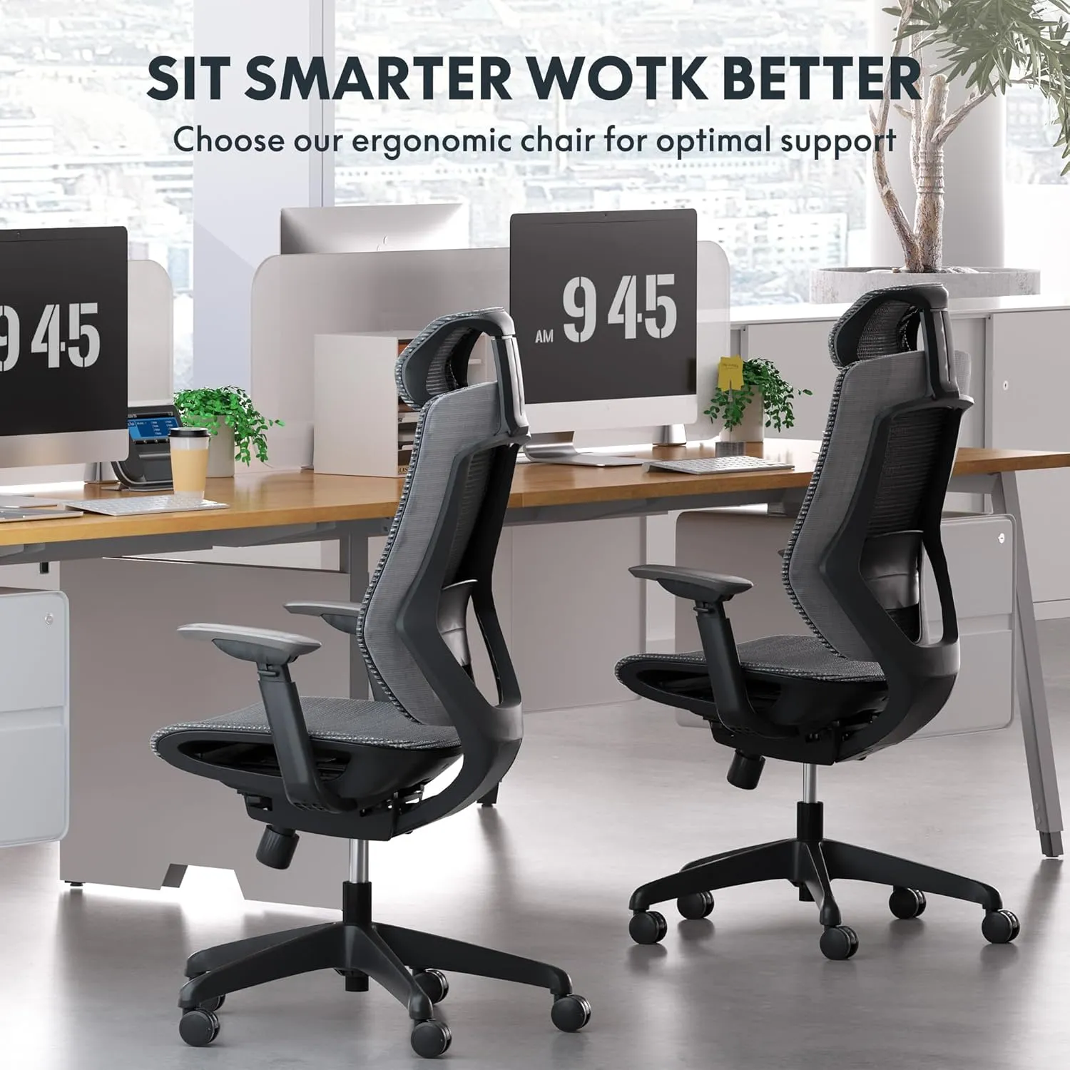 FLEXISPOT Upgraded OC6 Big and Tall Office Chair Heavy Duty,4D Armrest Mesh Ergonomic Home Office Chair with High Back,Lumbar Support,Tilt Function,and 360°Swivel Wheels(Light Grey)