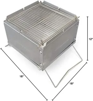 Flip Flop Grill - Charcoal Barbecue Grill - Silver - Stainless Steel - Rotisserie Kit - Outdoor, Camping