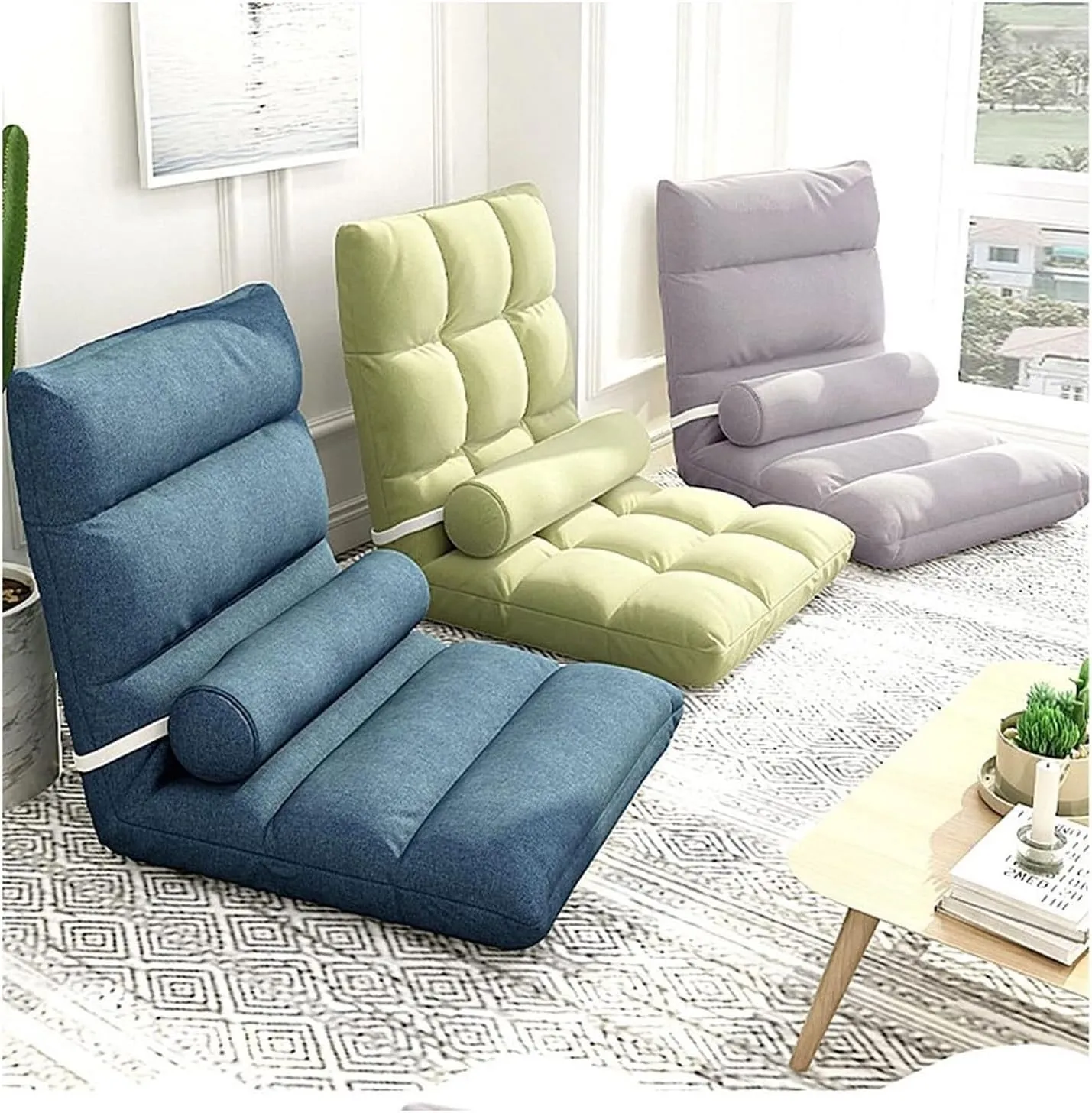 Floor Chair Folding Sofa Chair with Backrest Sleeper Bed Sofa Recliner Floor Gaming Chair Floor Gaming Chair, Sofa Recliner, Floor Sofa with Removable and Washable Cover (High Gray)(Gray)