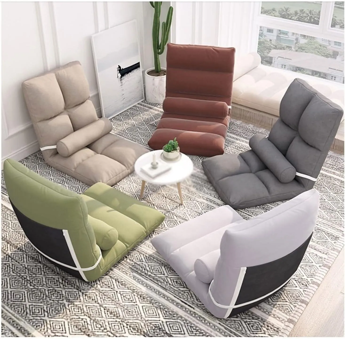 Floor Chair Folding Sofa Chair with Backrest Sleeper Bed Sofa Recliner Floor Gaming Chair Floor Gaming Chair, Sofa Recliner, Floor Sofa with Removable and Washable Cover (High Gray)(Gray)