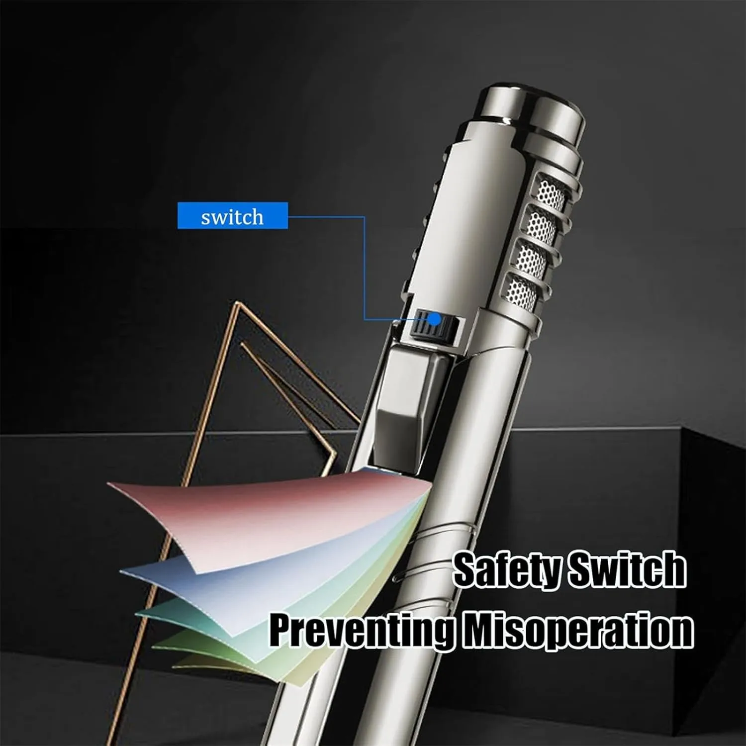 Focus Torch Lighter, Focus Torch, Camping Outdoor Windproof Straight Flame Lighter, Portable Adjustable Refillable with Safety Lock for Outdoor BBQ Camping Kitchen Cooking (Silver)