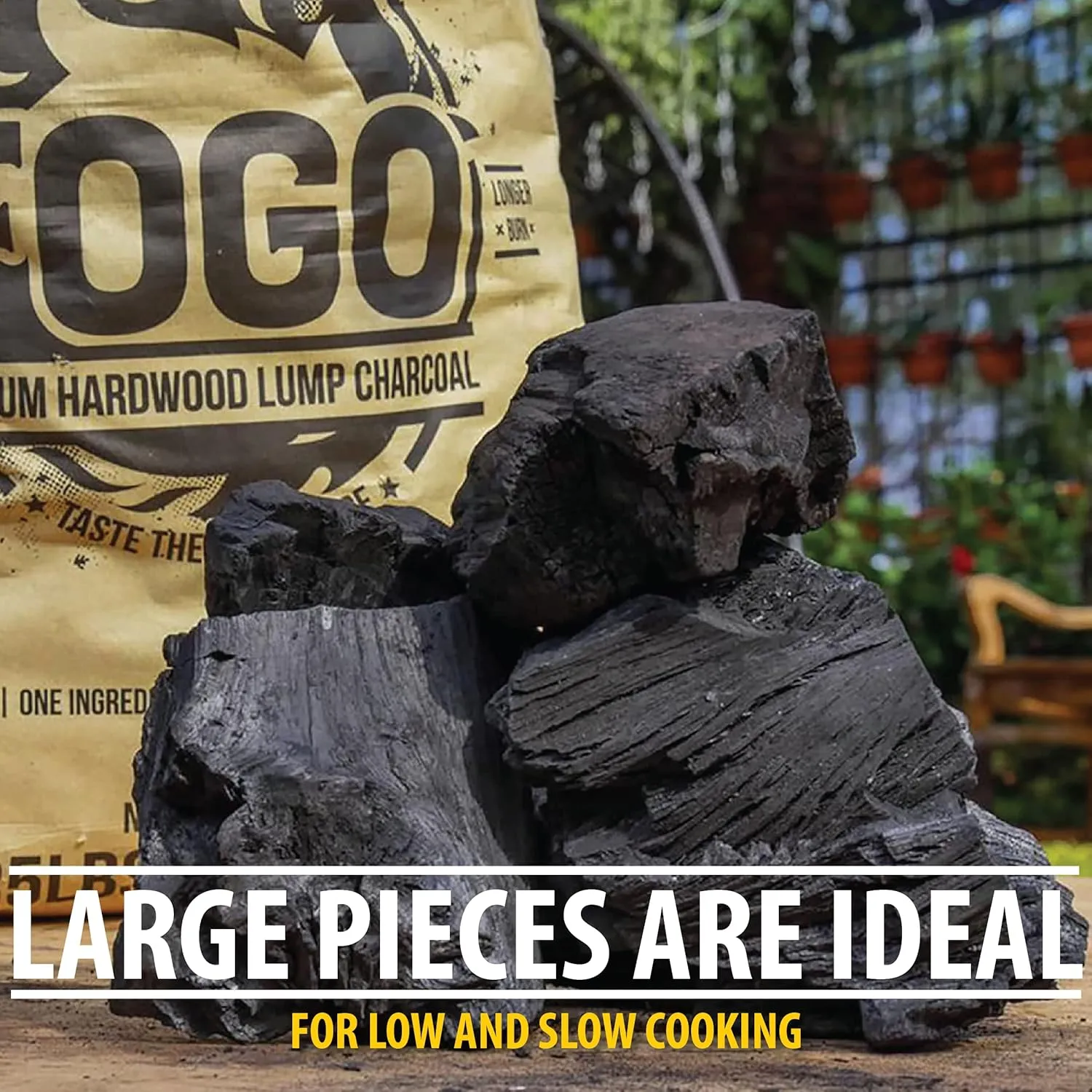 FOGO Super Premium Hardwood Lump Charcoal, Natural, Large Sized Lump Charcoal for Grilling and Smoking, Restaurant Quality, 35 Pound Bag, 2-Pack