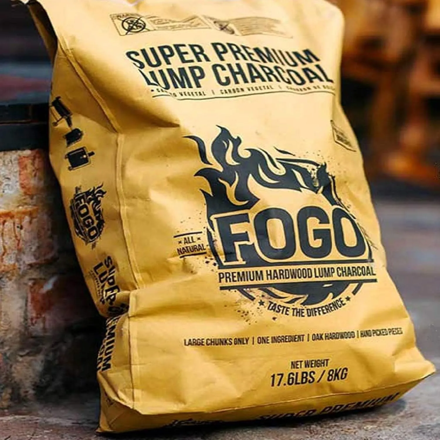FOGO Super Premium Oak Restaurant Quality All-Natural Large Sized Hardwood Lump Charcoal for Grilling and Smoking, 17.6 Pound Bag