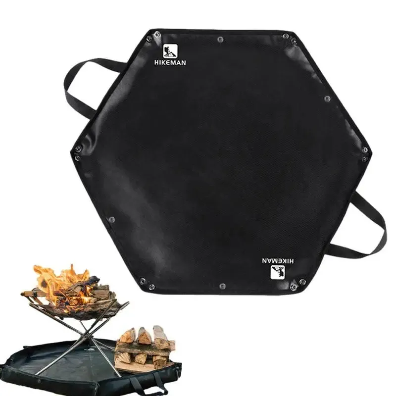 Foldable Fire Pit Fireproof Mat with Hanger