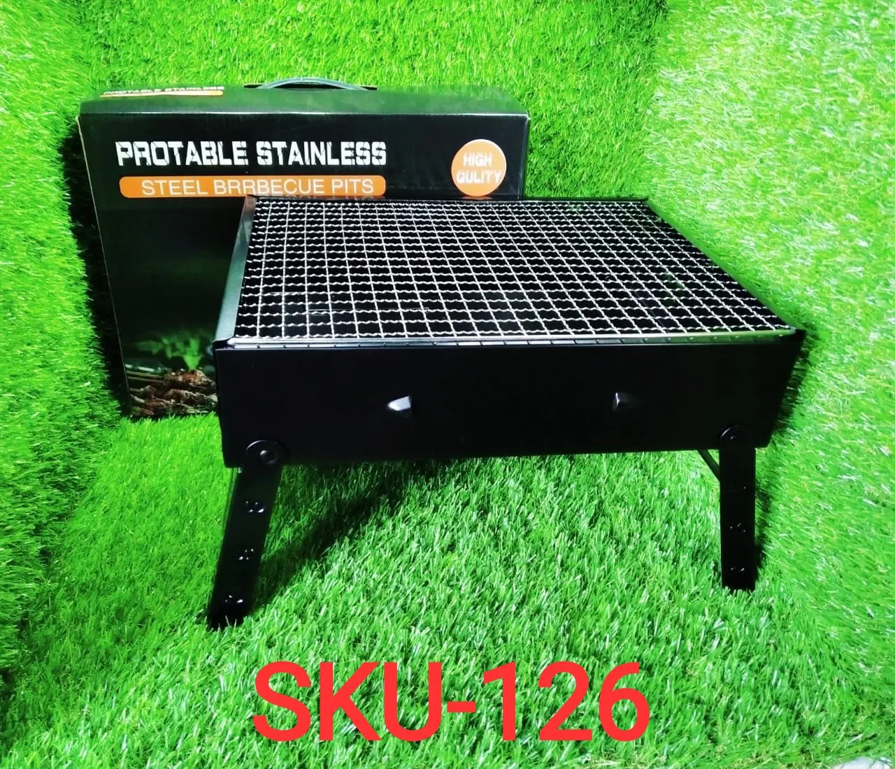 Folding Barbeque Charcoal Grill Oven (Black, Carbon Steel)