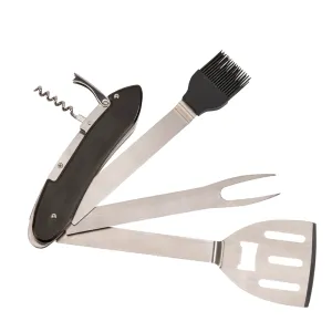 Folding BBQ Tools with Black Handle 20"L Open