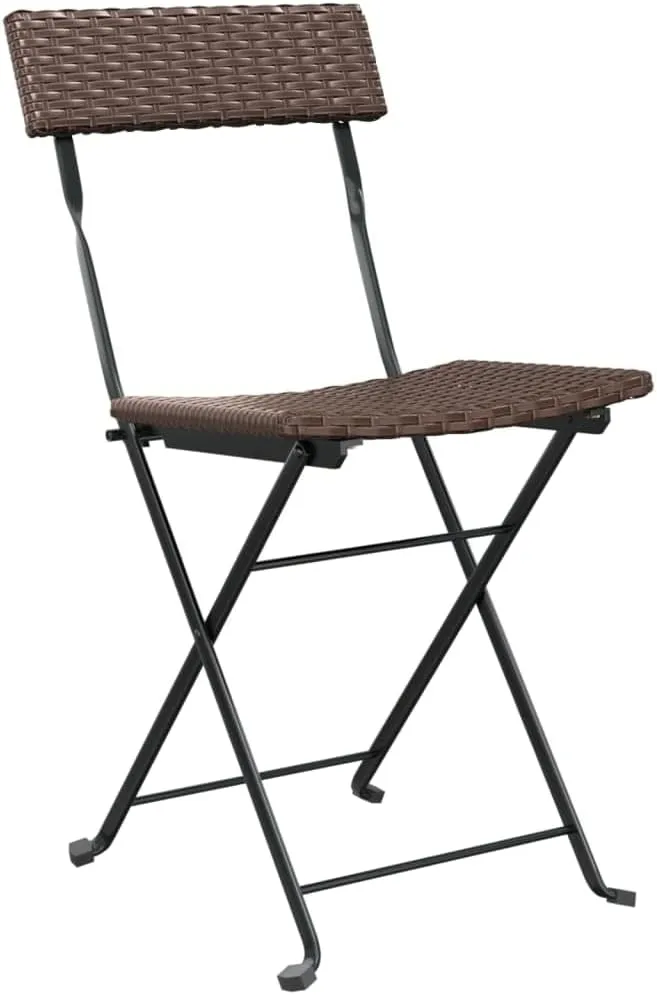 Folding Bistro Chairs Set of 6 Brown PE Rattan and Steel Outdoor Patio Chairs for Garden Poolside Dining and Camping
