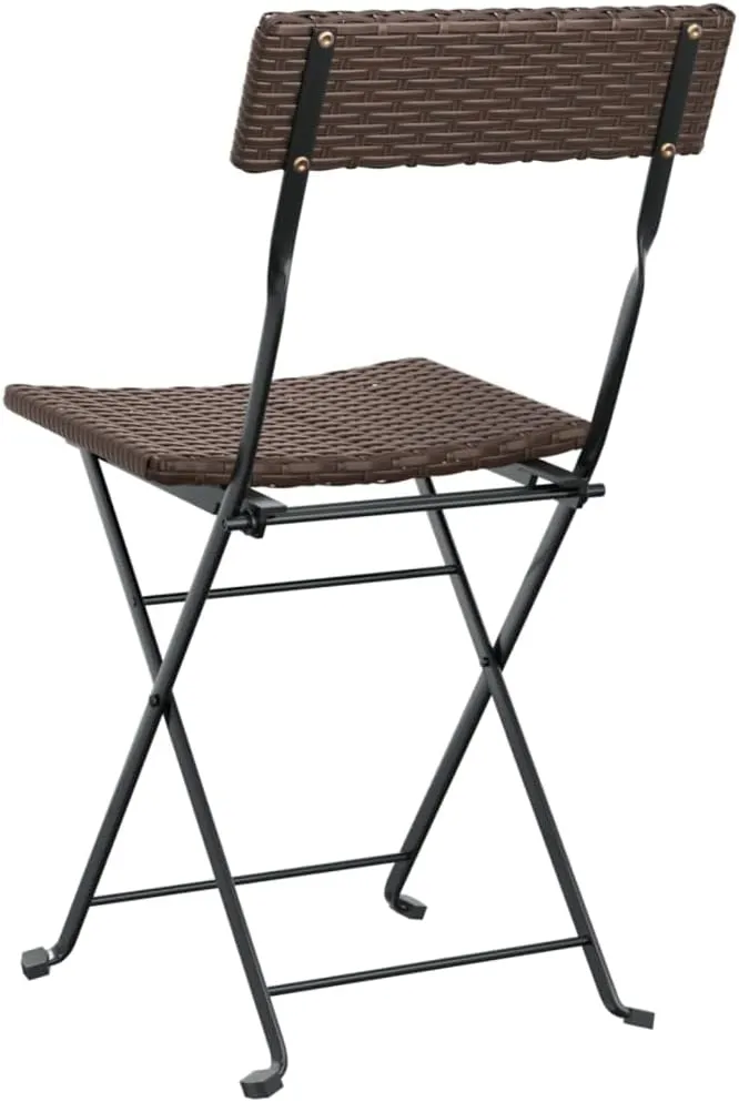 Folding Bistro Chairs Set of 6 Brown PE Rattan and Steel Outdoor Patio Chairs for Garden Poolside Dining and Camping