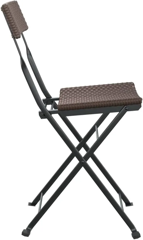Folding Bistro Chairs Set of 6 Brown PE Rattan and Steel Outdoor Patio Chairs for Garden Poolside Dining and Camping