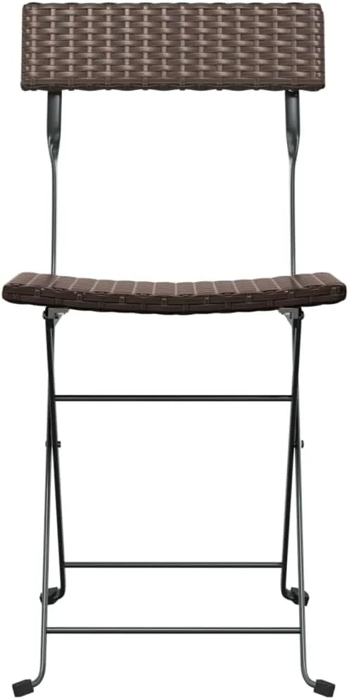 Folding Bistro Chairs Set of 6 Brown PE Rattan and Steel Outdoor Patio Chairs for Garden Poolside Dining and Camping