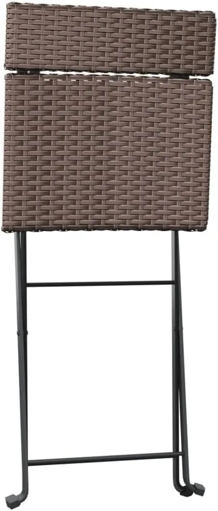 Folding Bistro Chairs Set of 6 Brown PE Rattan and Steel Outdoor Patio Chairs for Garden Poolside Dining and Camping