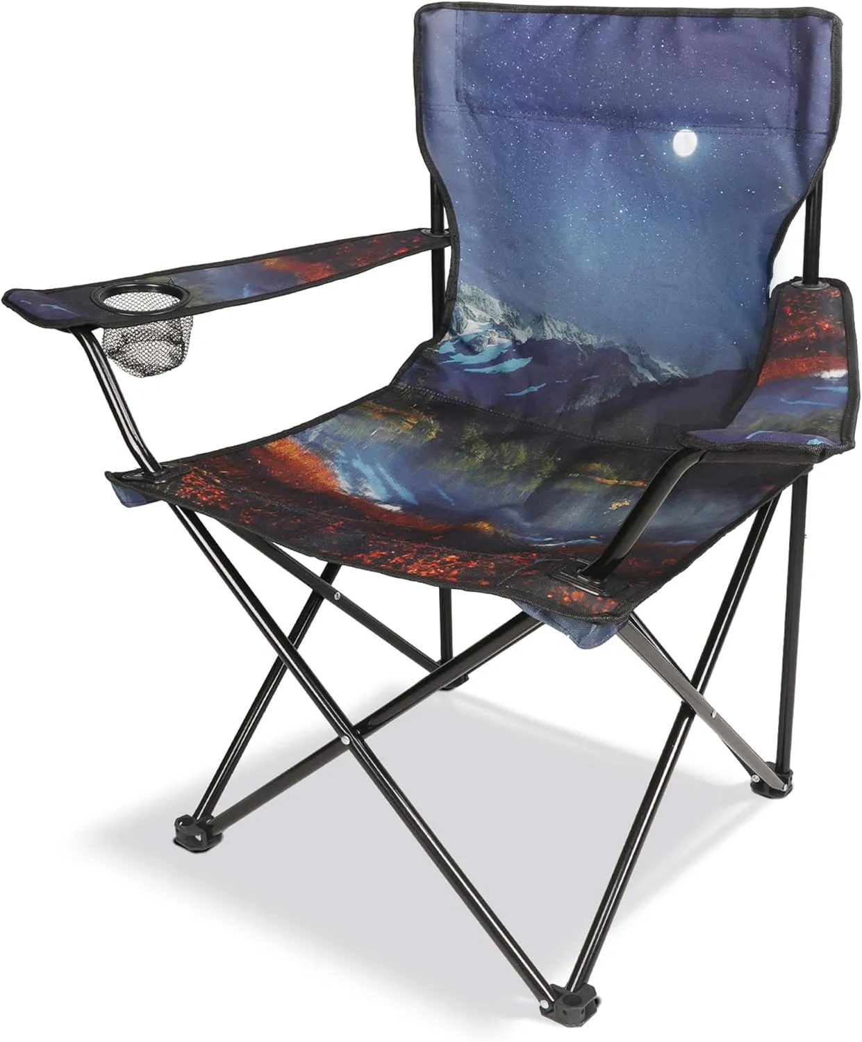 Folding Camping Chair,Portable Lawn Chair w/Cup Holder,Carry Bag,Heavy Duty Outdoor Camp Chair for Adults,Perfect for Garden,Hiking,Picnics and Beach Trips,Moon Mountain